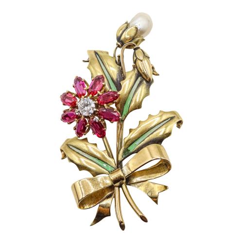 BROCHE FLORAL DE LOS AÑOS 40