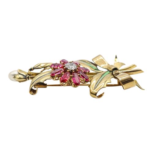 BROCHE FLORAL DE LOS AÑOS 40