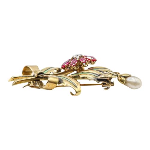 BROCHE FLORAL DE LOS AÑOS 40