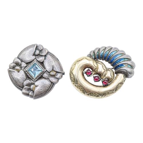 DOS BROCHES DE PLATA DE LOS AÑOS 30