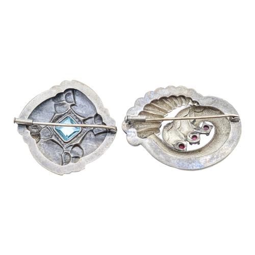 DOS BROCHES DE PLATA DE LOS AÑOS 30