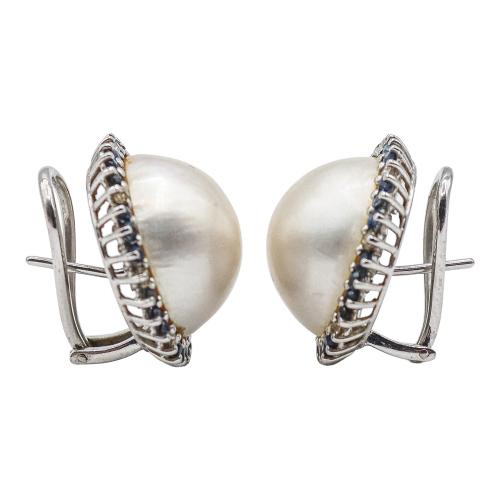 PENDIENTES CON PERLAS, DIAMANTES Y ZAFIROS