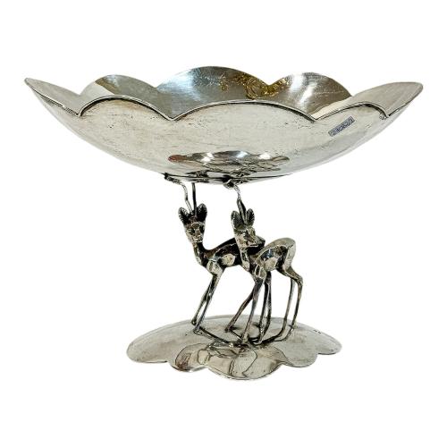 CENTRO DE MESA EN PLATA DE MEDIADOS DE SIGLO XX
