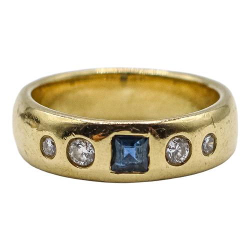 ANILLO CON BRILLANTES Y ZAFIRO