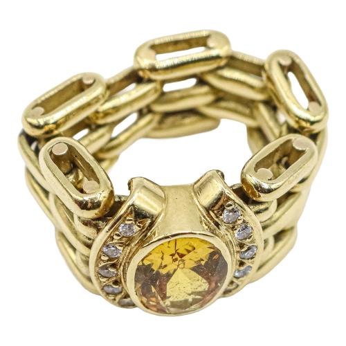 ANILLO CON CITRINO Y BRILLANTES