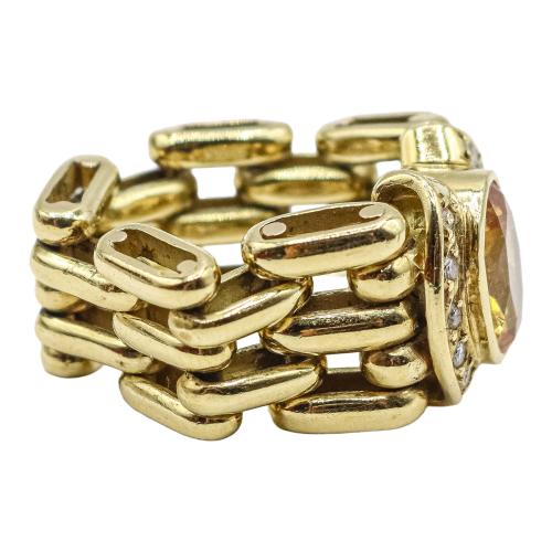 ANILLO CON CITRINO Y BRILLANTES