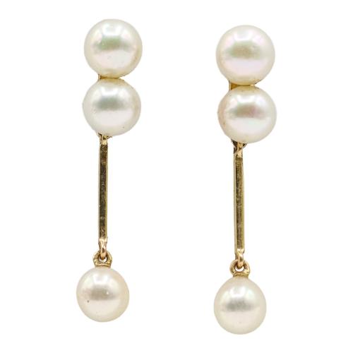 PENDIENTES LARGOS CON PERLAS DE LOS AÑOS 70