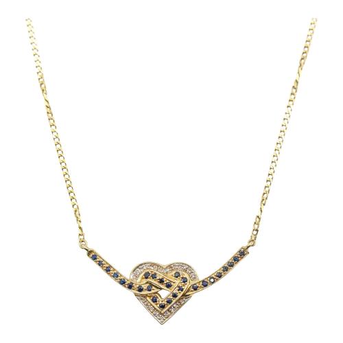 GARGANTILLA CORAZÓN CON DIAMANTES Y ZAFIROS