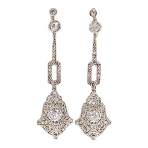 PENDIENTES LARGOS CON DIAMANTES, DE LOS AÑOS 20-30
