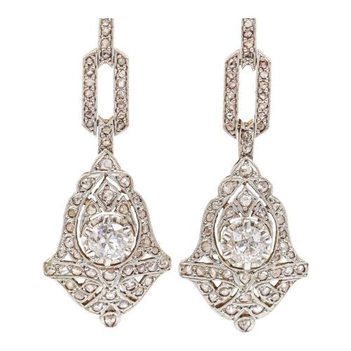 PENDIENTES LARGOS CON DIAMANTES, DE LOS AÑOS 20-30