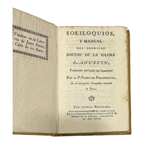 SOLILOQUIOS Y MANUAL DEL GLORIOSO DOCTOR DE LA IGLESIA S. AG