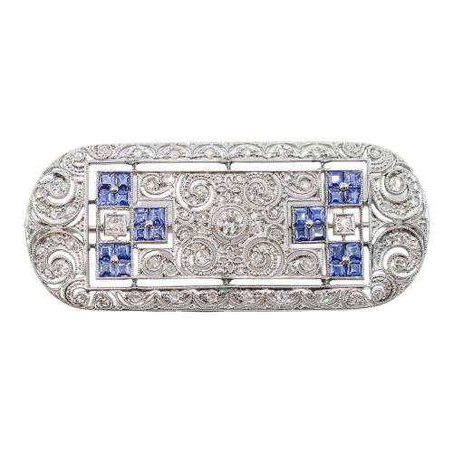 BROCHE CON DIAMANTES DE MEDIADOS S.XX