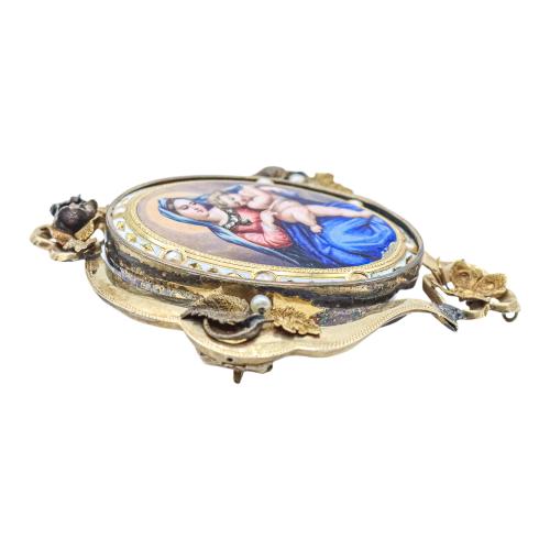BROCHE DEVOCIONAL CON ESMALTES DEL S.XIX