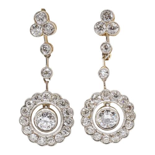 PENDIENTES LARGOS CON DIAMANTES DE PPS. DEL S.XX