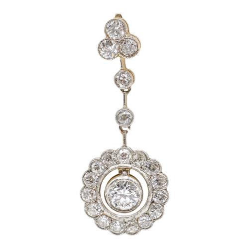 PENDIENTES LARGOS CON DIAMANTES DE PPS. DEL S.XX