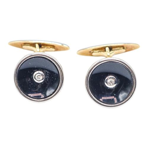 GEMELOS CON ÓNIX Y DIAMANTE