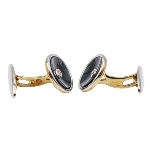 GEMELOS CON ÓNIX Y DIAMANTE