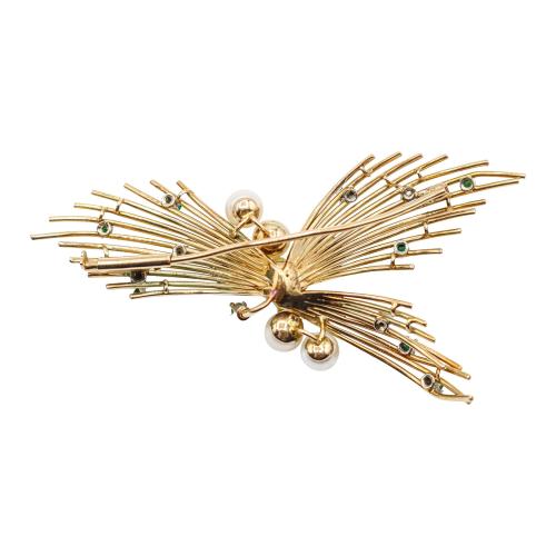 BROCHE CON PERLAS, TURQUESAS Y CRISOPRASAS