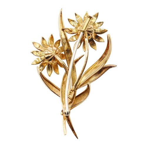 BROCHE FLORAL CON DIAMANTES, RUBÍES Y ZAFIROS