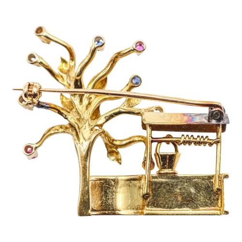 BROCHE ÁRBOL CON POZO, AÑOS 70