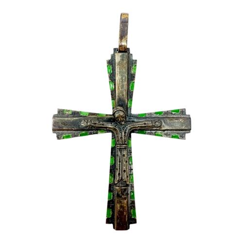 CRUZ DE PLATA CON ESMALTES DE LOS AÑOS 50