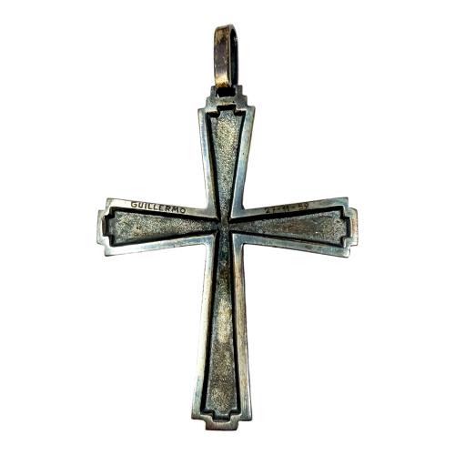 CRUZ DE PLATA CON ESMALTES DE LOS AÑOS 50