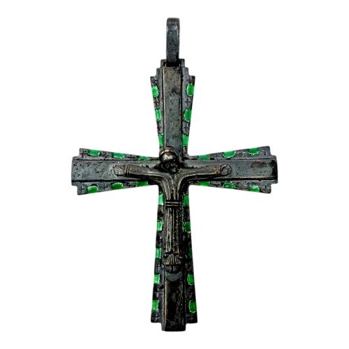 CRUZ DE PLATA CON ESMALTES DE LOS AÑOS 50