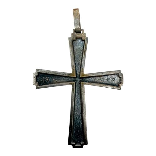 CRUZ DE PLATA CON ESMALTES DE LOS AÑOS 70