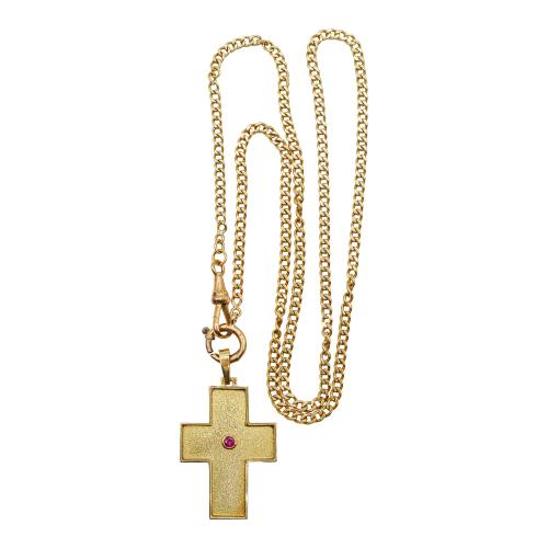 CADENA LEONTINA CON CRUZ COLGANTE