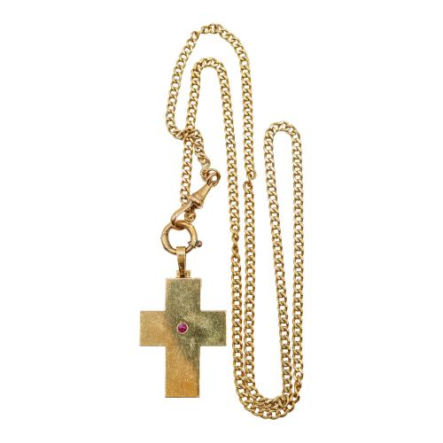 CADENA LEONTINA CON CRUZ COLGANTE