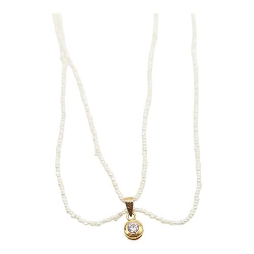 COLLAR DE PERLAS ALJOFAR Y BRILLANTE