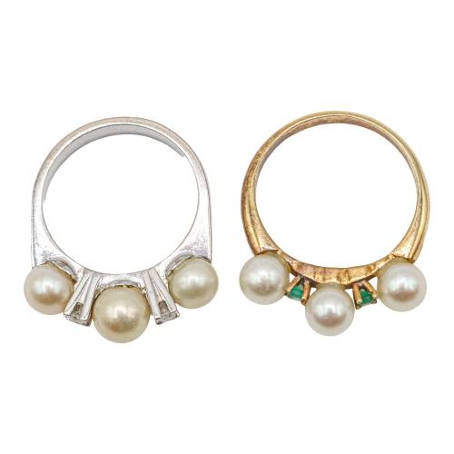 DOS ANILLOS CON PERLAS Y BRILLANTES