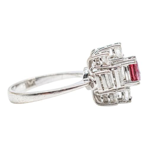 SORTIJA ROSETÓN CON DIAMANTES Y GRANATE