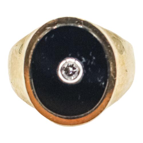 ANILLO SELLO CON ÓNIX Y BRILLANTE