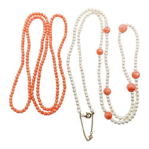 COLLAR DE PERLAS Y COLLAR DE CORAL