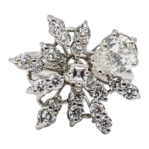 SORTIJA ROSETÓN CON DIAMANTES, DE MEDIADOS S.XX