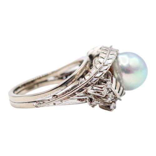 SORTIJA CON PERLA GRIS DE LOS AÑOS 60
