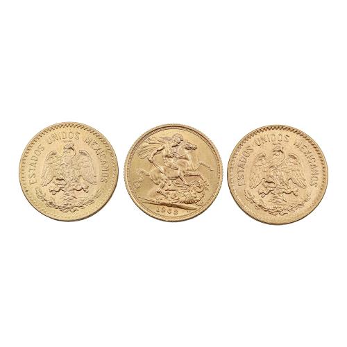 TRES MONEDAS DE ORO