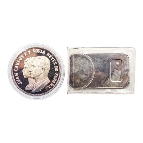 MONEDA Y LINGOTE DE PLATA