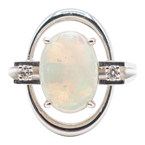 ANILLO CON ÓPALO Y BRILLANTES
