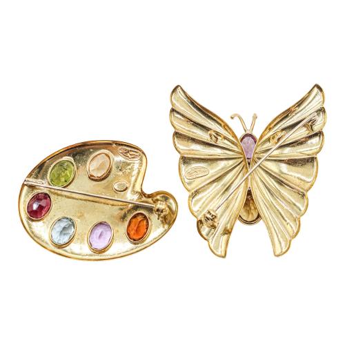 DOS BROCHES CON PIEDRAS DE COLOR