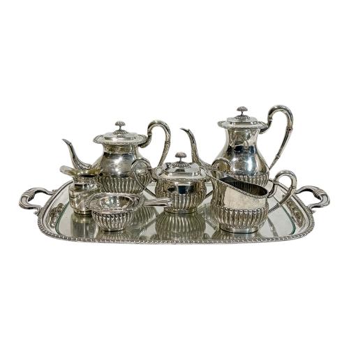 JUEGO DE CAFÉ DE PLATA DE MEDIADOS DE S. XX