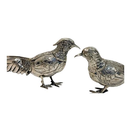 PAREJA DE FAISANES DE PLATA DE MEDIADOS DE S. XX