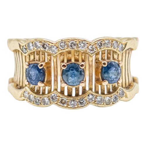 ANILLO CON ZAFIROS Y BRILLANTES