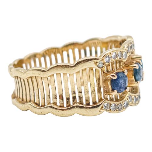 ANILLO CON ZAFIROS Y BRILLANTES