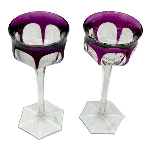 PAREJA DE COPAS EN CRISTAL DE MEDIADOS DEL S.XX