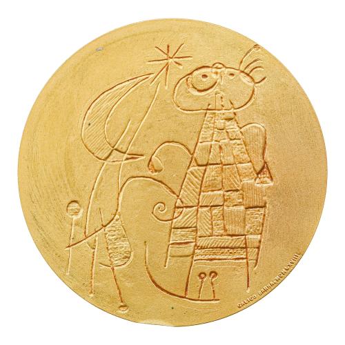 MEDALLA DE BRONCE DORADO DE JOAN MIRÓ DE 1968