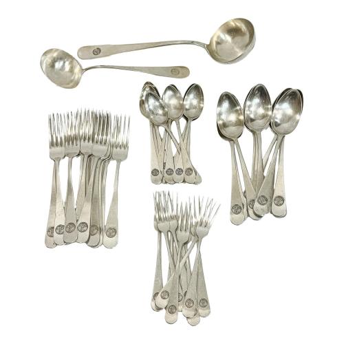 CONJUNTO DE CUBIERTOS DE PLATA MASRIERA  CARRERAS CIRCA 1900