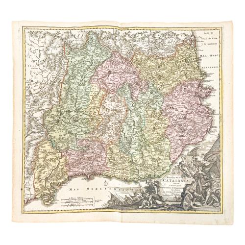 MAPA DEL PRINCIPADO DE CATALUÑA CIRCA 1710