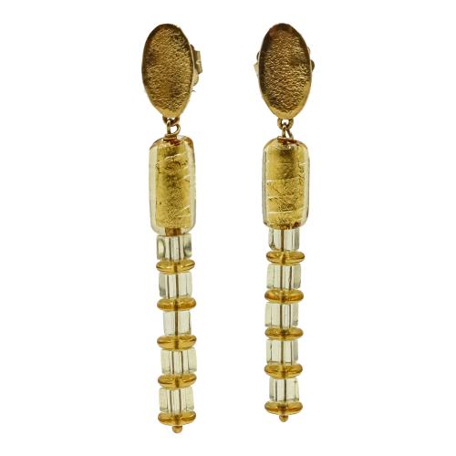 PENDIENTES LARGOS CON CITRINOS Y CRISTAL DE MURANO